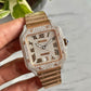 Full Rose Cartier Santos Hip Hop Iced Out Watch hip hop jewelry customdiamjewel   