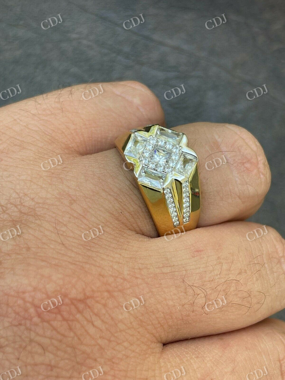 Princess Cut Round Halo Diamond Ring For Men  customdiamjewel   