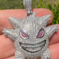 White Gold Gengar Pokemon Pendant  customdiamjewel   