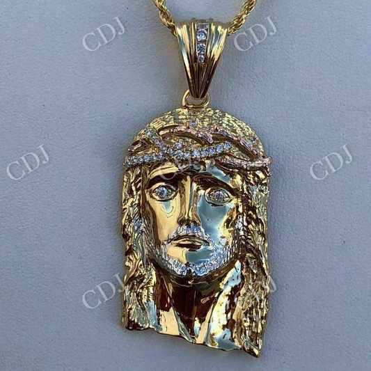 Two Tone Jesus Face Hip Hop Pendant  customdiamjewel   