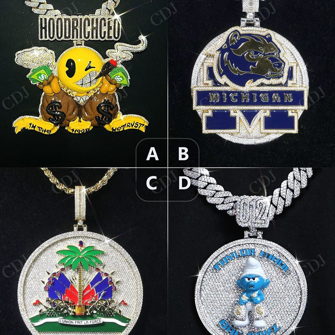 Hip Hop Enamel Printed 3D Cartoon Pendant hip hop jewelry CustomDiamJewel   