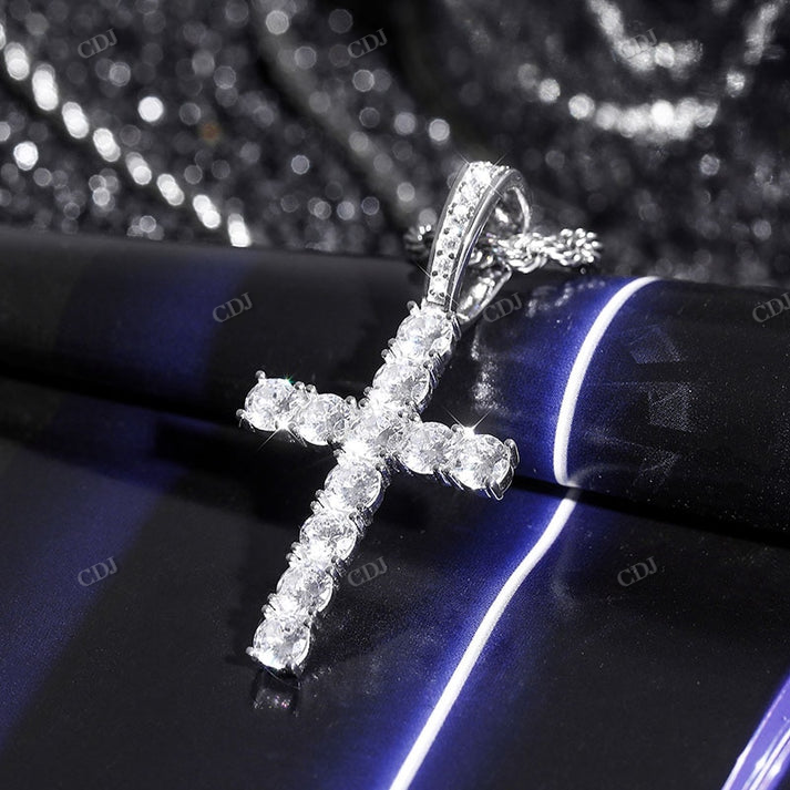 Sterling Silver Moissanite Cross Pendant hip hop jewelry CustomDiamJewel