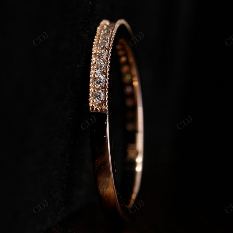 2.00MM Round Cut Lab Grown Diamond Milgrain Wedding Band  customdiamjewel   