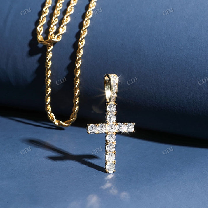 Sterling Silver Moissanite Cross Pendant hip hop jewelry CustomDiamJewel