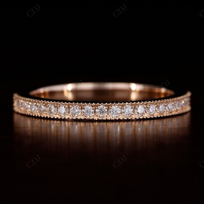 2.00MM Round Cut Lab Grown Diamond Milgrain Wedding Band  customdiamjewel 10KT Rose Gold VVS-EF