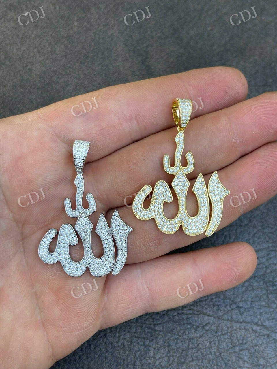 Gold Allah Islamic Diamond Pendant  customdiamjewel   