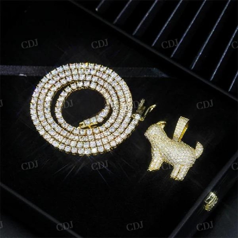 Hip Hop Iced Out Goat Diamond Pendant For Men  customdiamjewel   