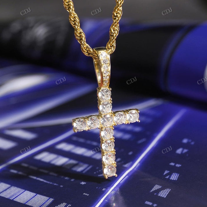 Sterling Silver Moissanite Cross Pendant hip hop jewelry CustomDiamJewel