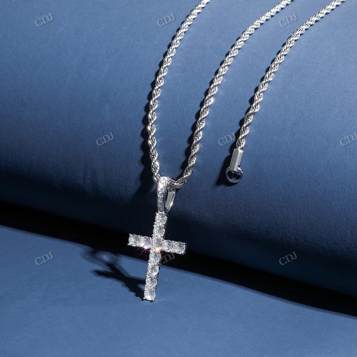 Sterling Silver Moissanite Cross Pendant hip hop jewelry CustomDiamJewel