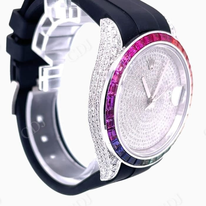 Custom Rainbow Bezel Rolex Diamond Watch  customdiamjewel   