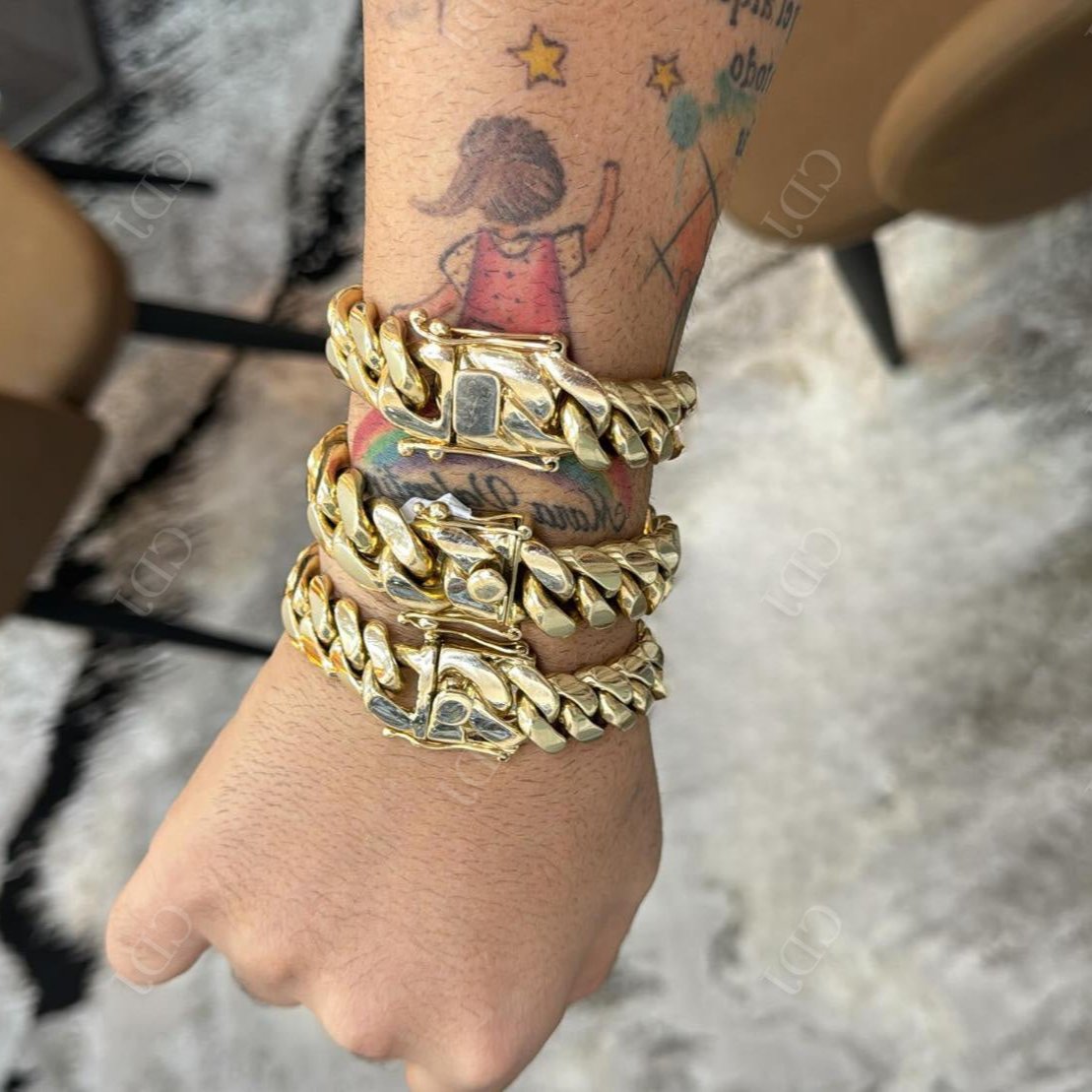 Gold Plated Cuban Chain Type Bracelet hip hop jewelry CustomDiamJewel   