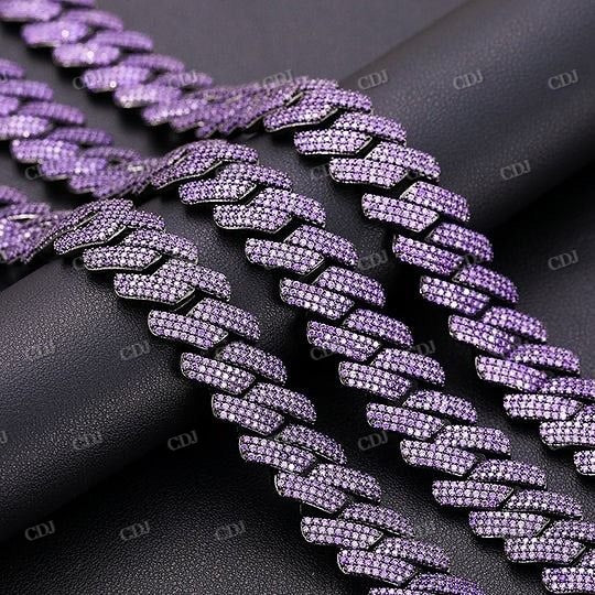 Custom Purple Moissanite Men's Cuban Chain hip hop jewelry customdiamjewel   