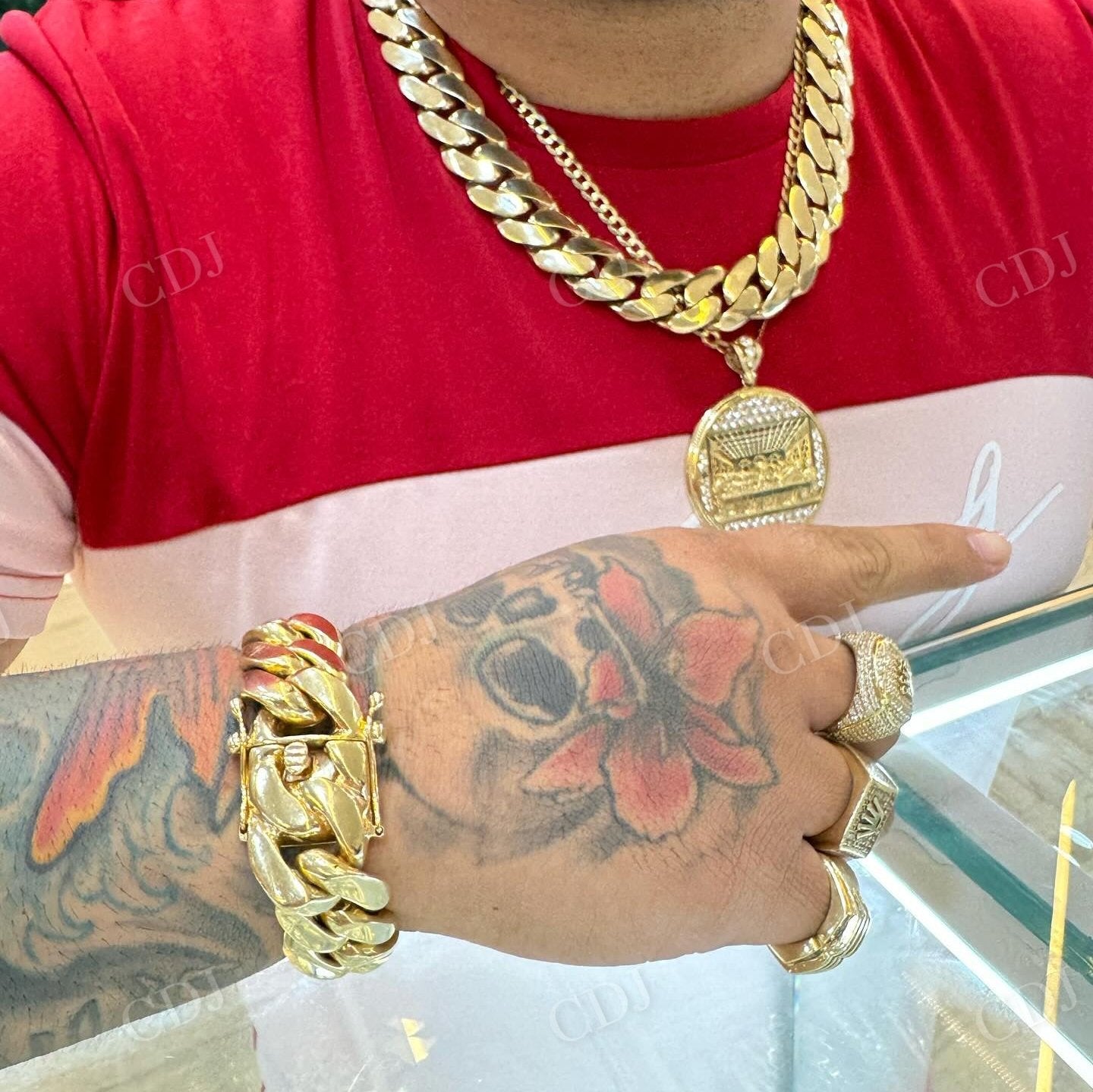 14K Yellow Gold Miami Cuban Link Bracelet hip hop jewelry CustomDiamJewel   