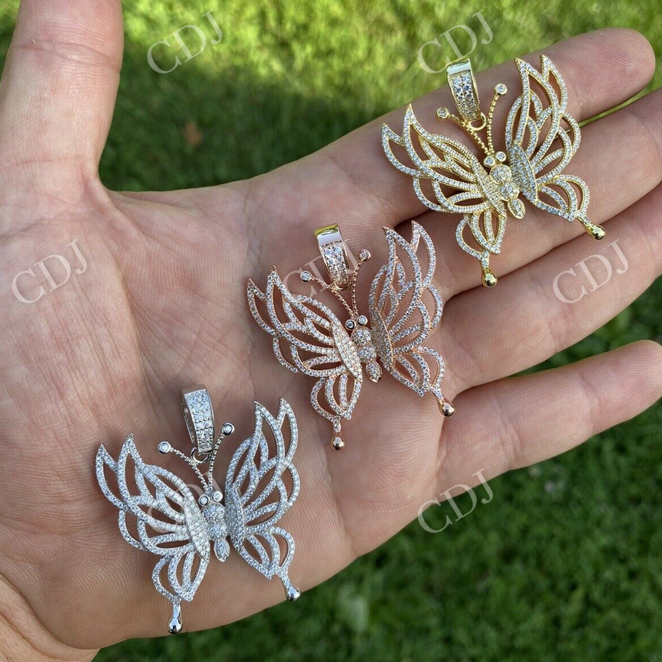 Iced Out Butterfly Pendant For Women  customdiamjewel   