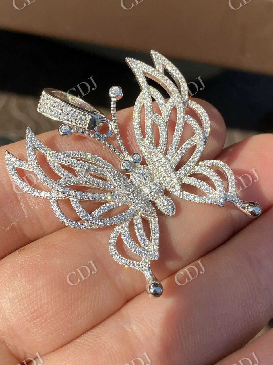 Iced Out Butterfly Pendant For Women  customdiamjewel   