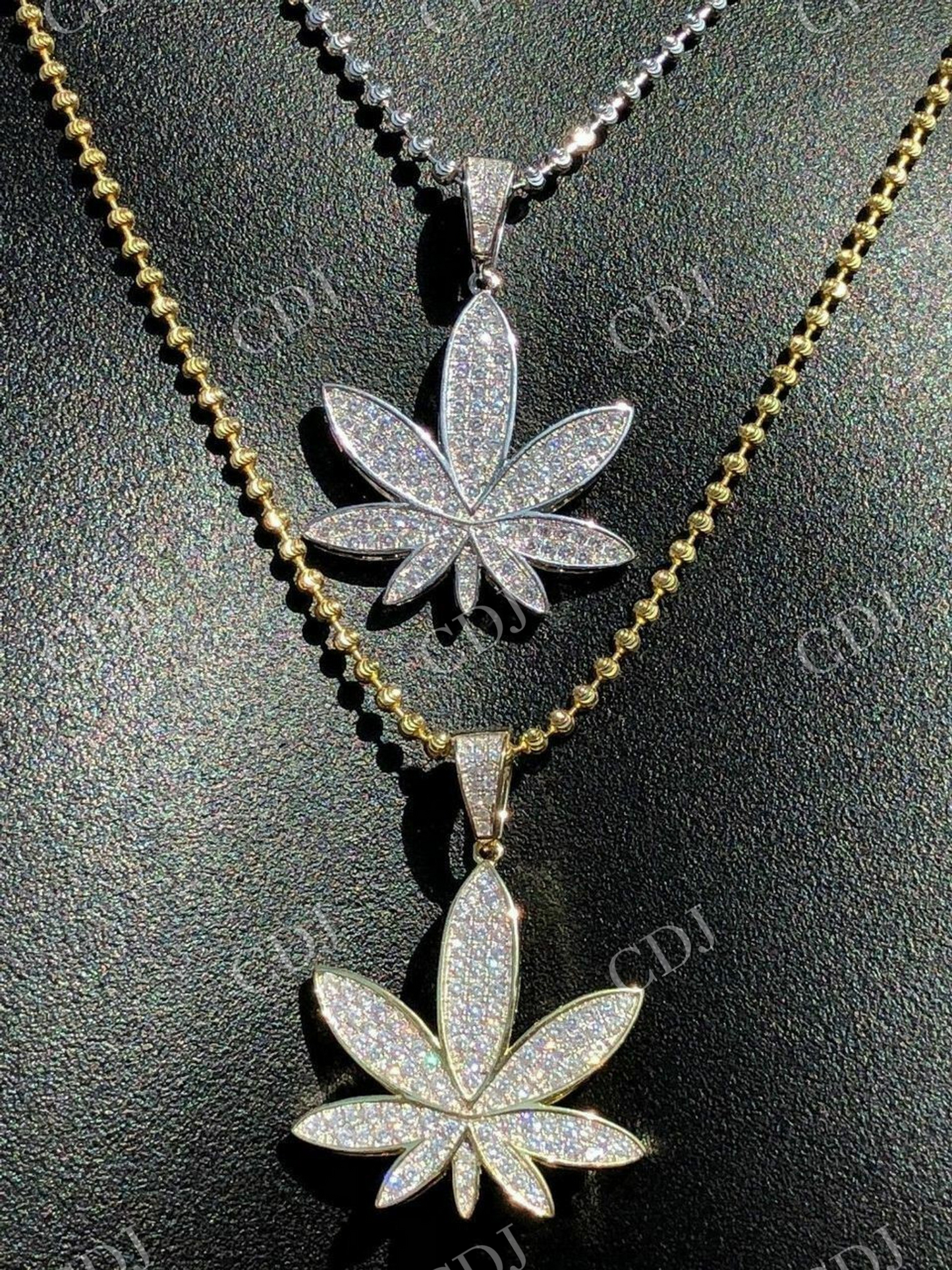 Icy Marijuana Weed Pot Leaf Diamond Pendant  customdiamjewel   