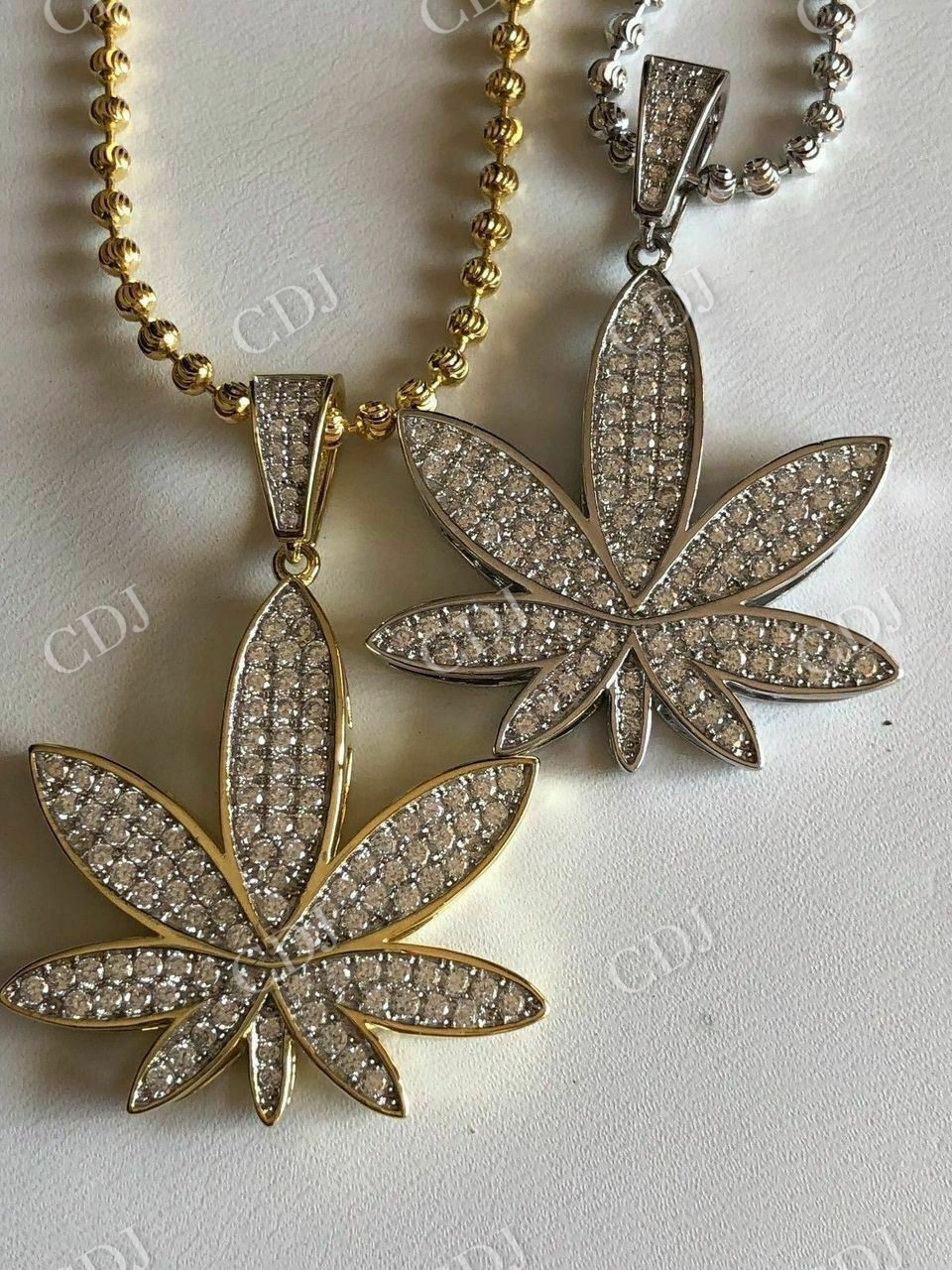 Icy Marijuana Weed Pot Leaf Diamond Pendant  customdiamjewel   