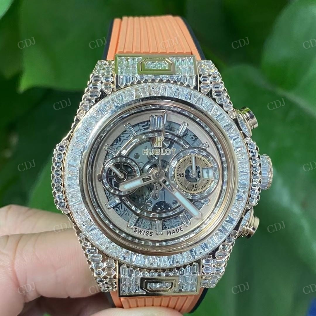 Hip Hop Baguette Diamond Wrist Watch  customdiamjewel   