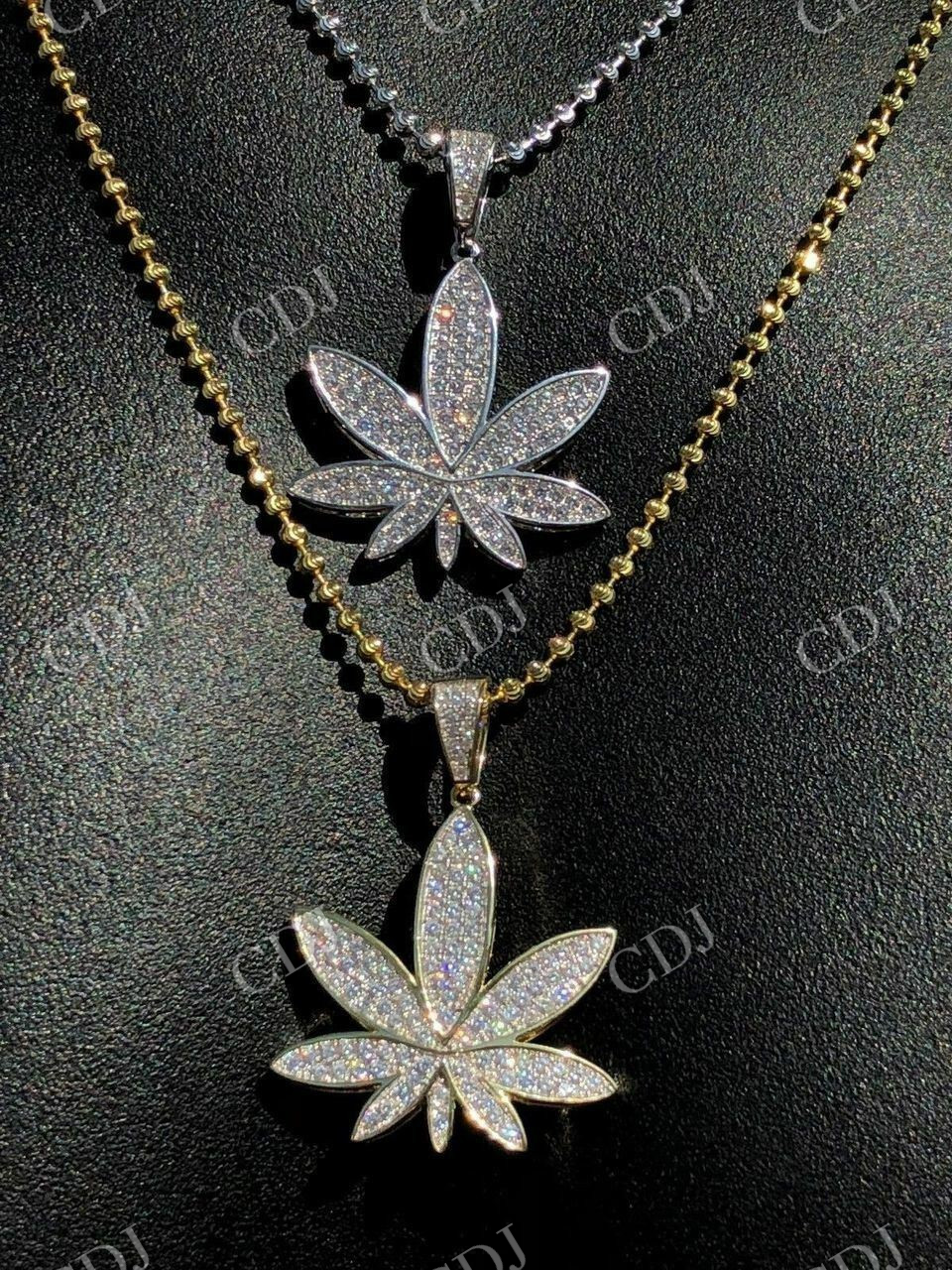 Icy Marijuana Weed Pot Leaf Diamond Pendant  customdiamjewel   