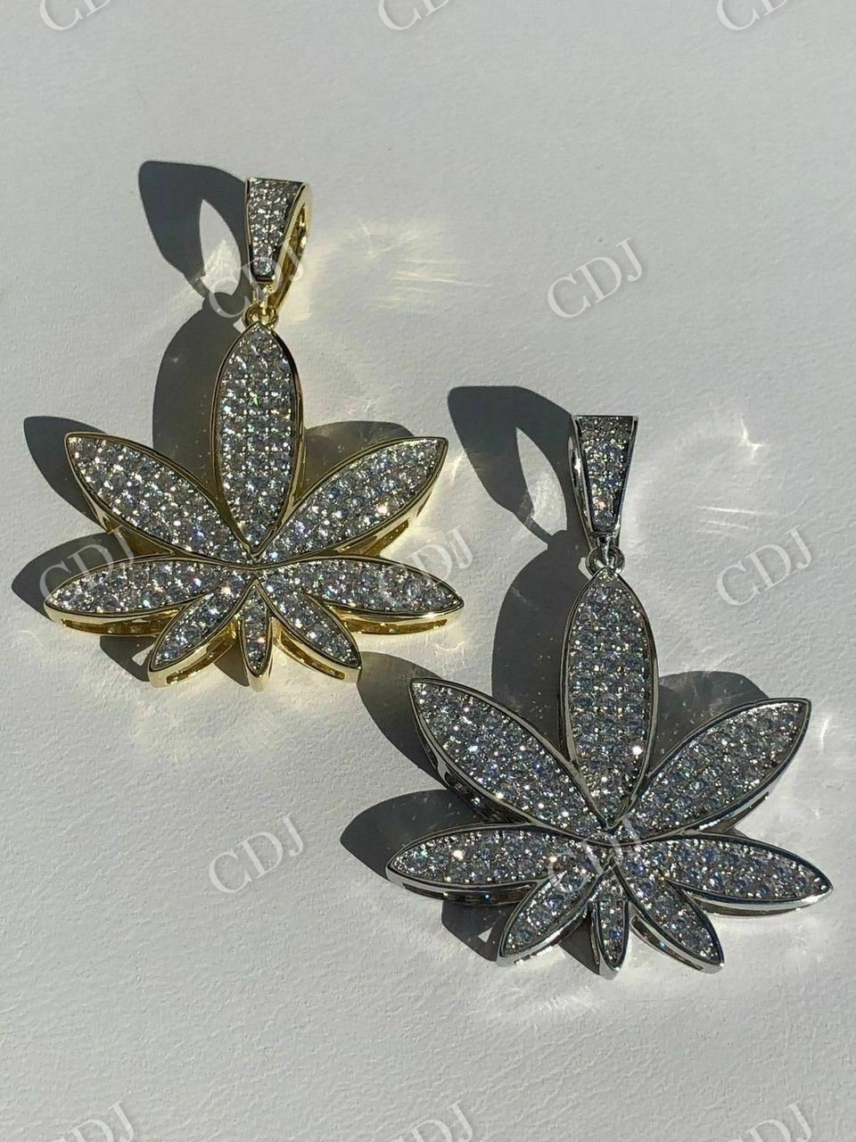 Icy Marijuana Weed Pot Leaf Diamond Pendant  customdiamjewel   