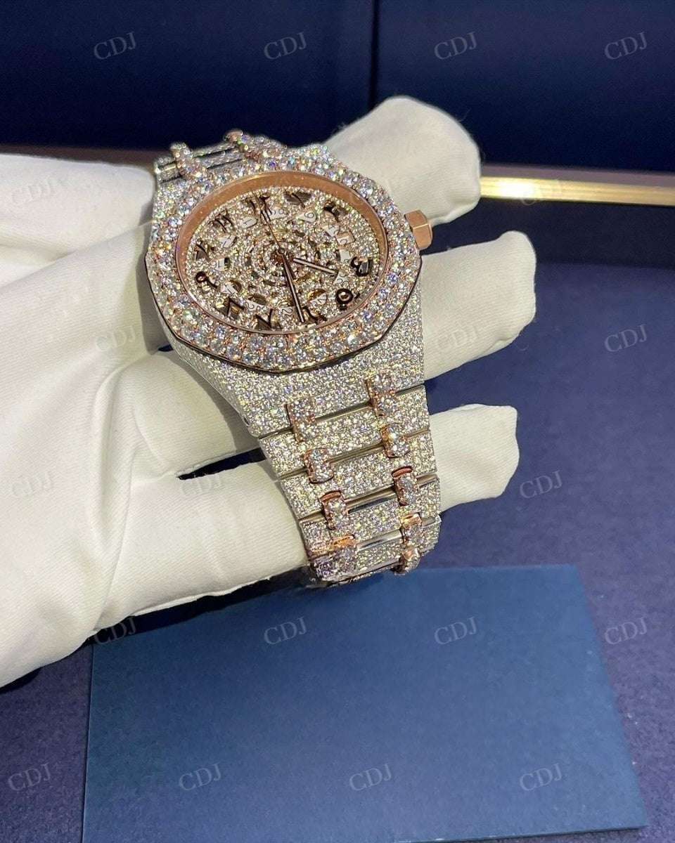 AP Fully Iced Out Moissanite Hip Hop Watch customdiamjewel