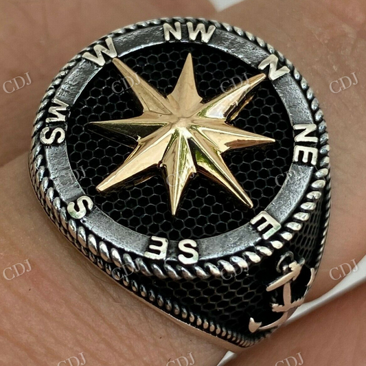 Two Toned Anchor Sailor Compass Ring  customdiamjewel   