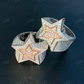 Men Hip Hop 3D STAR Two Tone Ring  customdiamjewel   