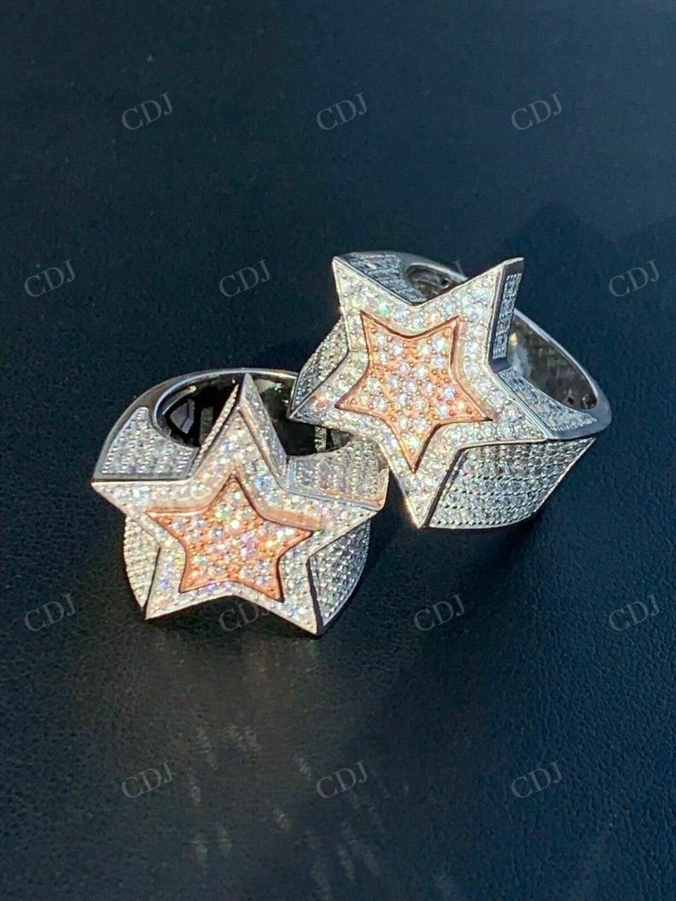 Men Hip Hop 3D STAR Two Tone Ring  customdiamjewel   