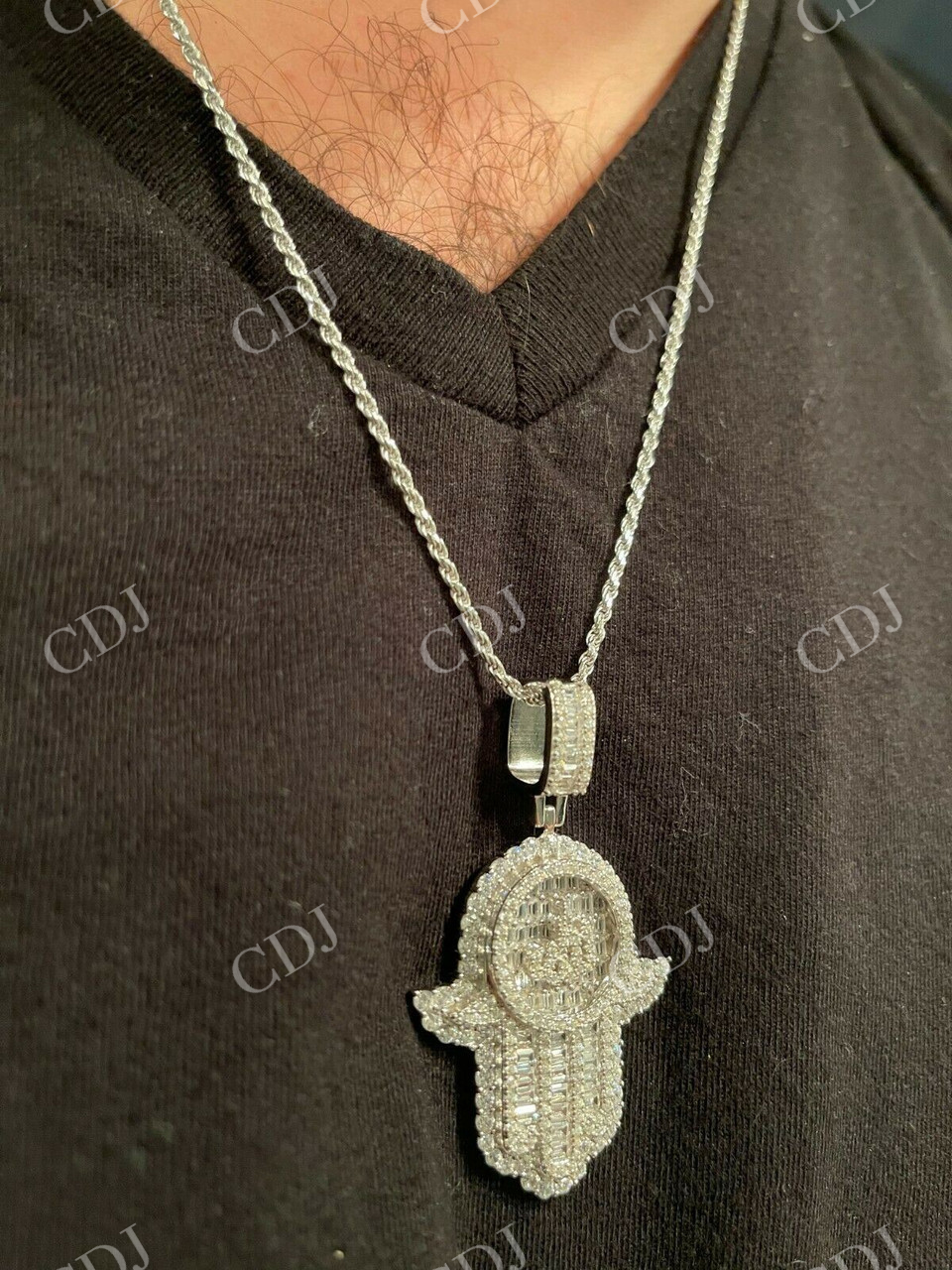 Hand Of Fatima With Islamic Allah Sign Pendant  customdiamjewel   