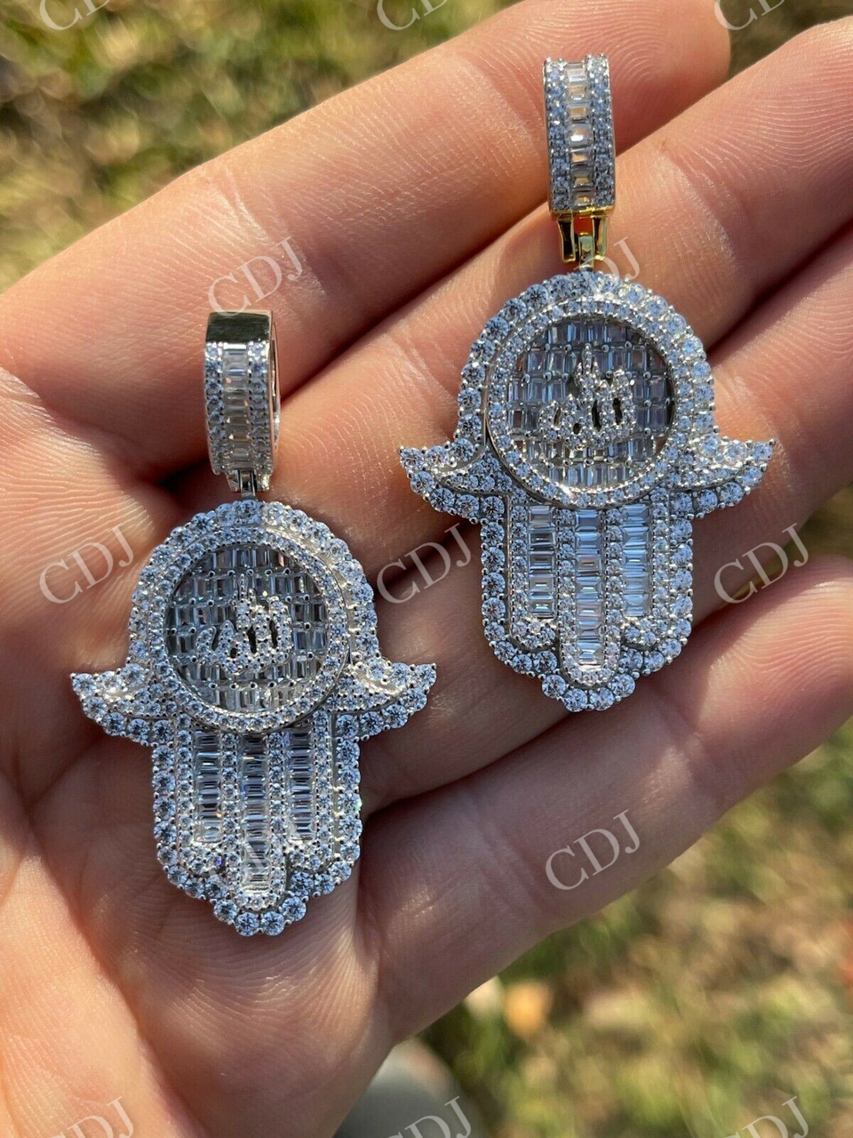 Hand Of Fatima With Islamic Allah Sign Pendant  customdiamjewel   