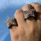 Men Hip Hop 3D STAR Two Tone Ring  customdiamjewel   