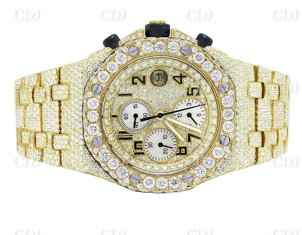 Real Diamond Watch For Men Yellow Gold Plated Stainless Steel Watch Hip Hop Watch Manufacturer and Supplier in India  customdiamjewel   