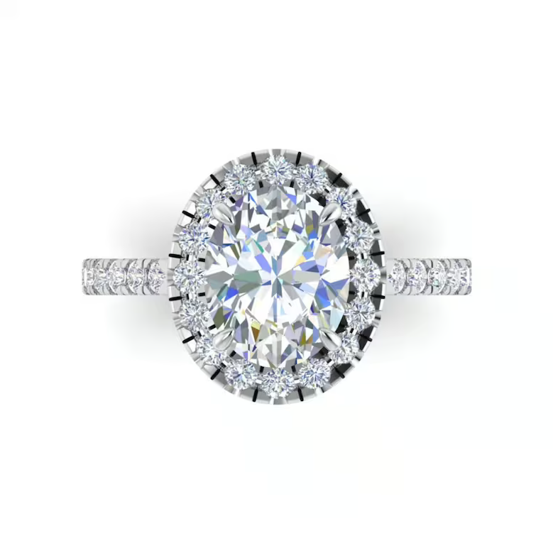 Oval Diamond Cut Halo Eternity Engagement Cut  customdiamjewel   