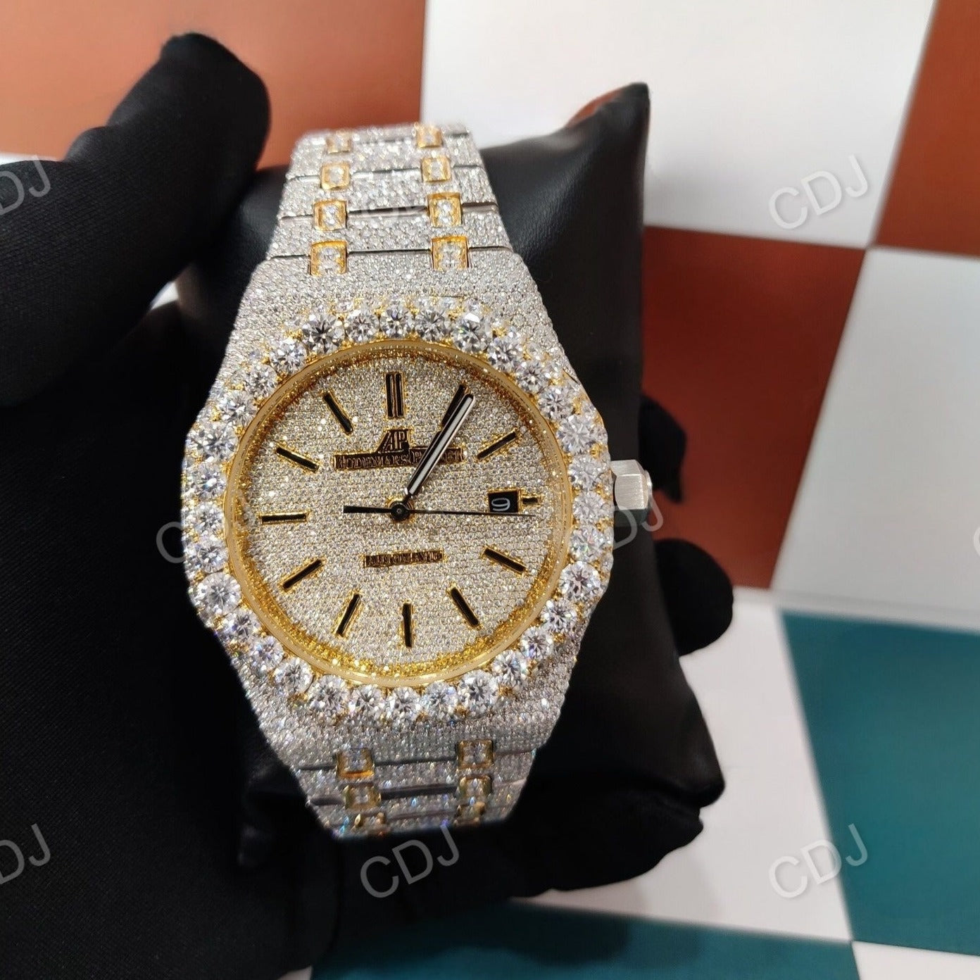 Luxury AP Branded Iced Out Diamond Watch Natural Diamond Wrist Watches For Men Big Dial Swiss Watches Wholesale Manufacture  customdiamjewel   