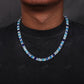 Trendy Design Blue Sapphire Princess Cut Tennis Chain For Men hip hop jewelry CustomDiamJewel