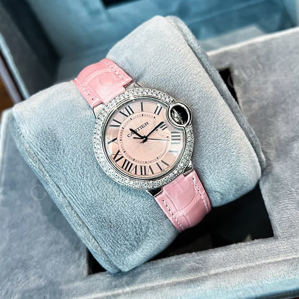 Cartier Pink Dial Custom Diamond Watch  customdiamjewel   