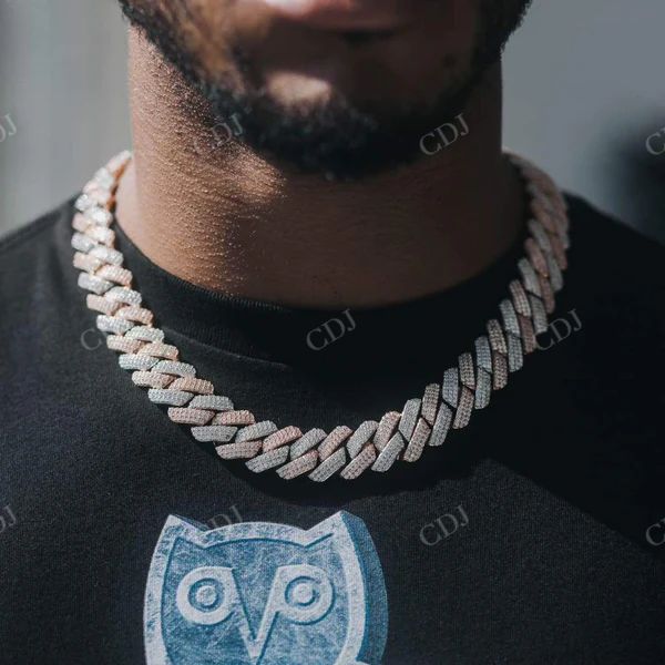 Two Tone Rapper Singer Cuban Link Chain Necklace  customdiamjewel   