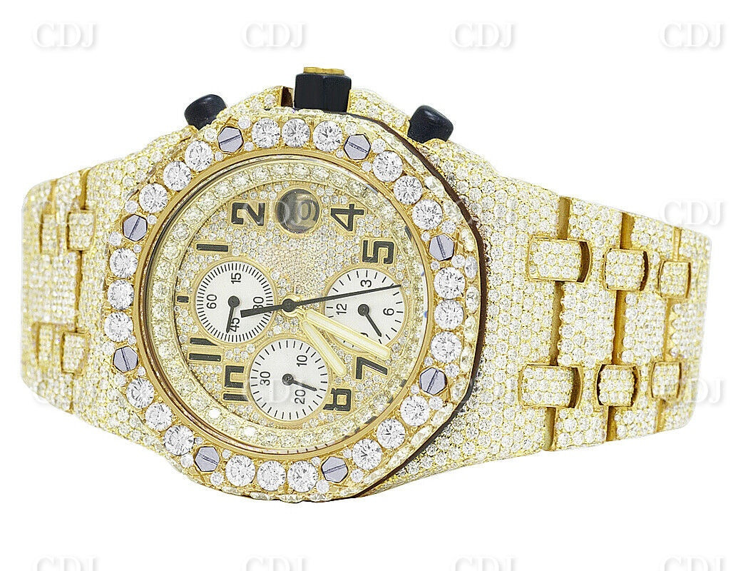 Real Diamond Watch For Men Yellow Gold Plated Stainless Steel Watch Hip Hop Watch Manufacturer and Supplier in India  customdiamjewel   