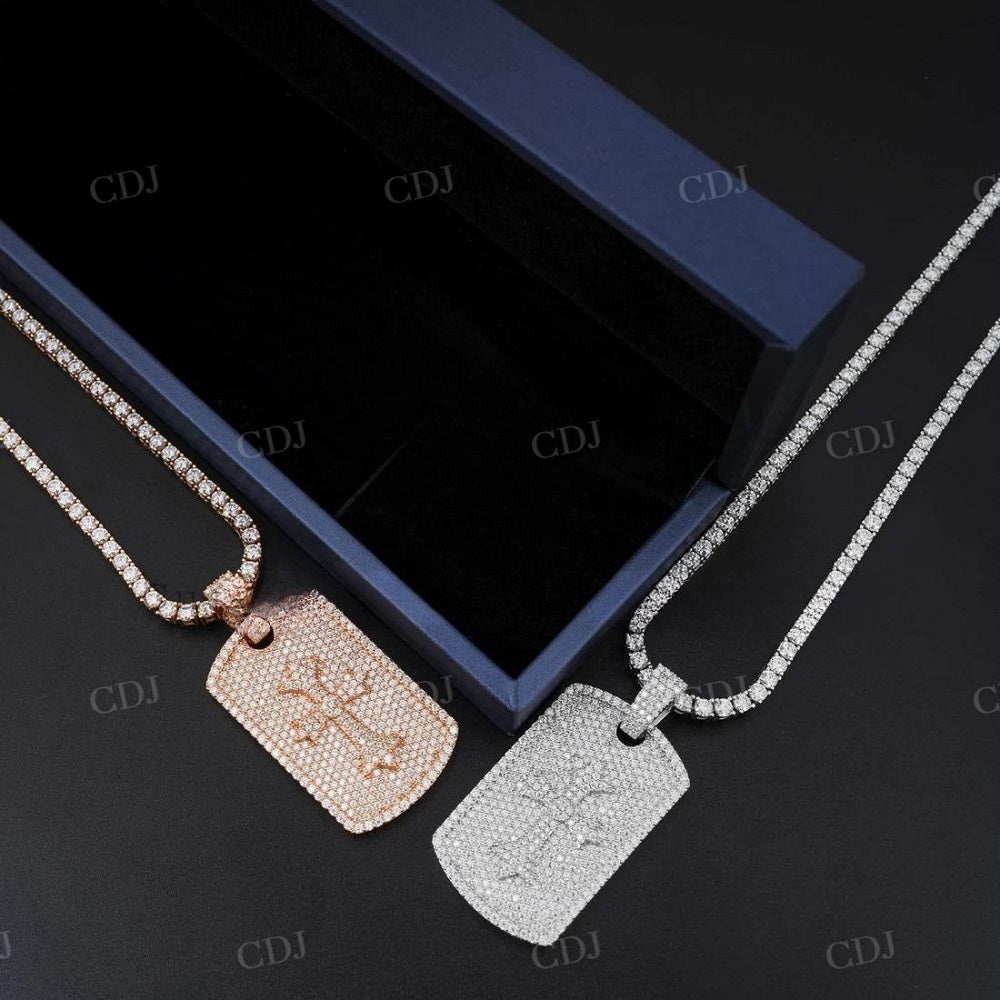 Fully Iced Diamond Cross Dog Tag Pendant  customdiamjewel   