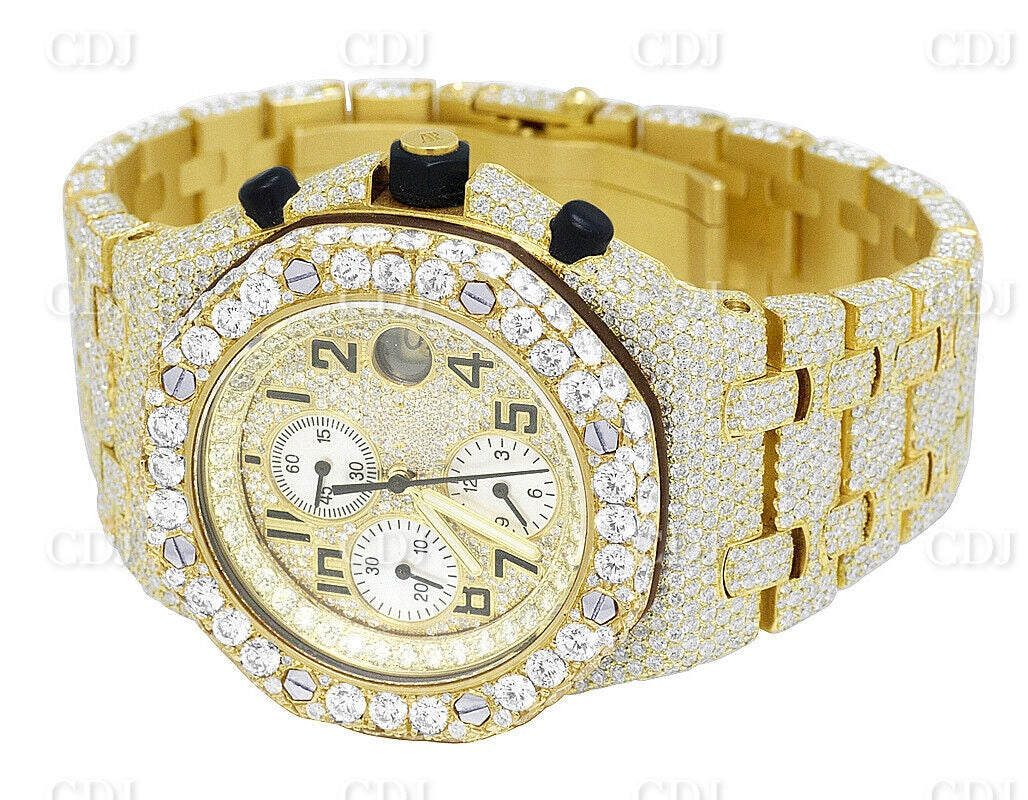 Real Diamond Watch For Men Yellow Gold Plated Stainless Steel Watch Hip Hop Watch Manufacturer and Supplier in India  customdiamjewel   