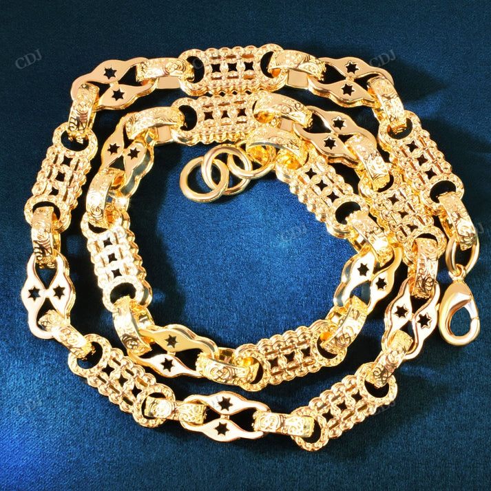 Vintage Pulley Link Gold Chain hip hop jewelry CustomDiamJewel