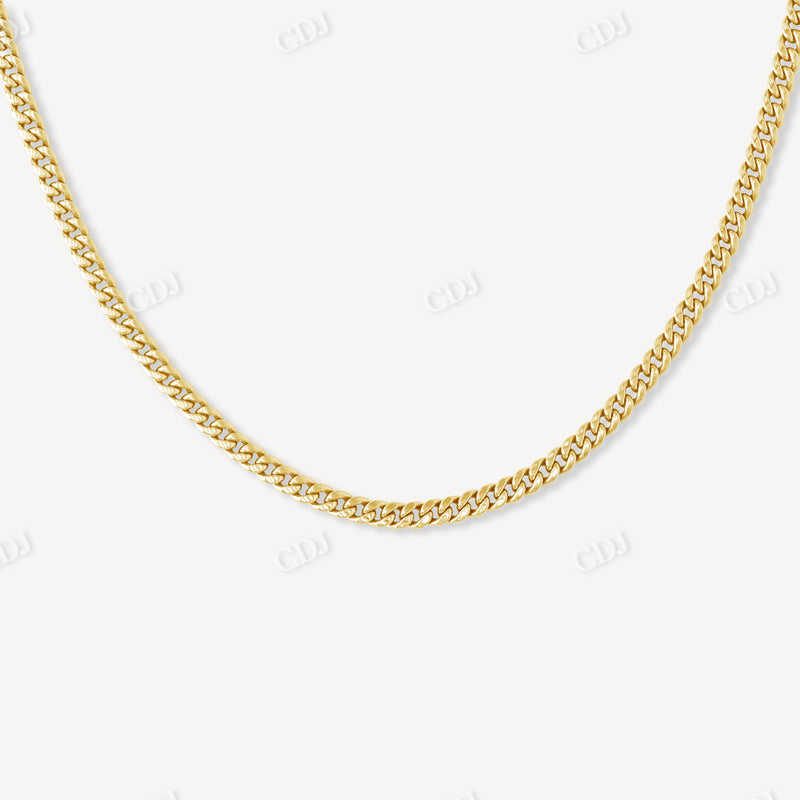 Classic 3MM Yellow Gold Miami Micro Cuban Link Chain For Men  customdiamjewel   