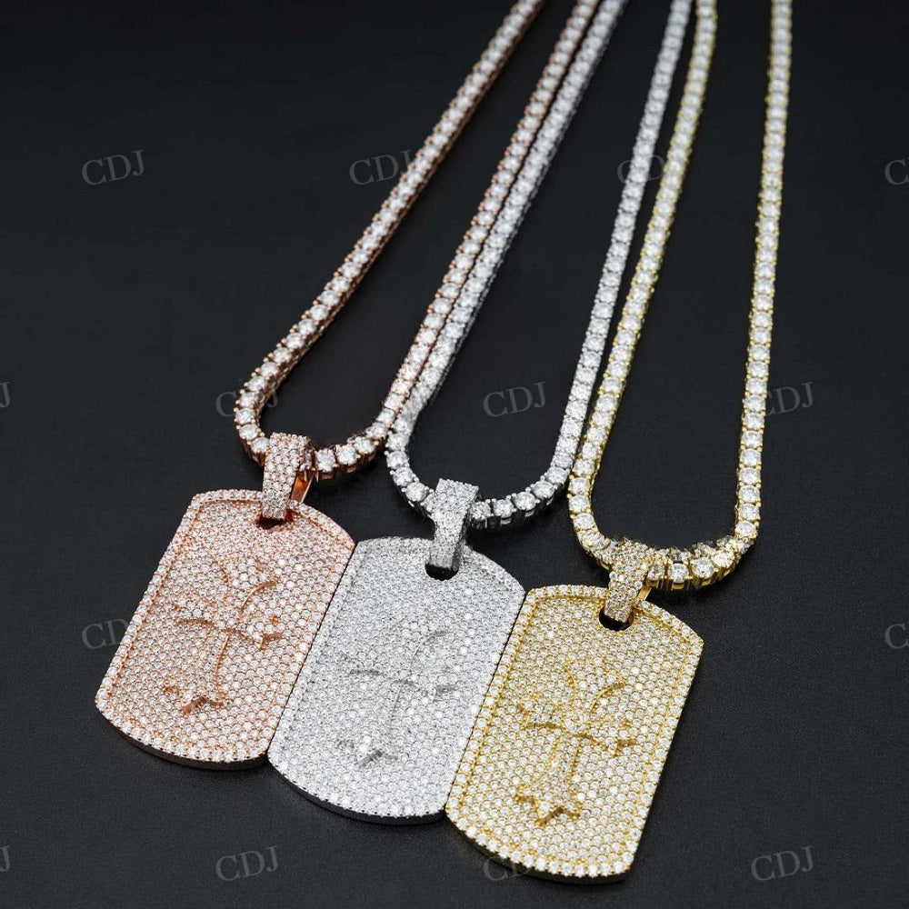 Fully Iced Diamond Cross Dog Tag Pendant  customdiamjewel   