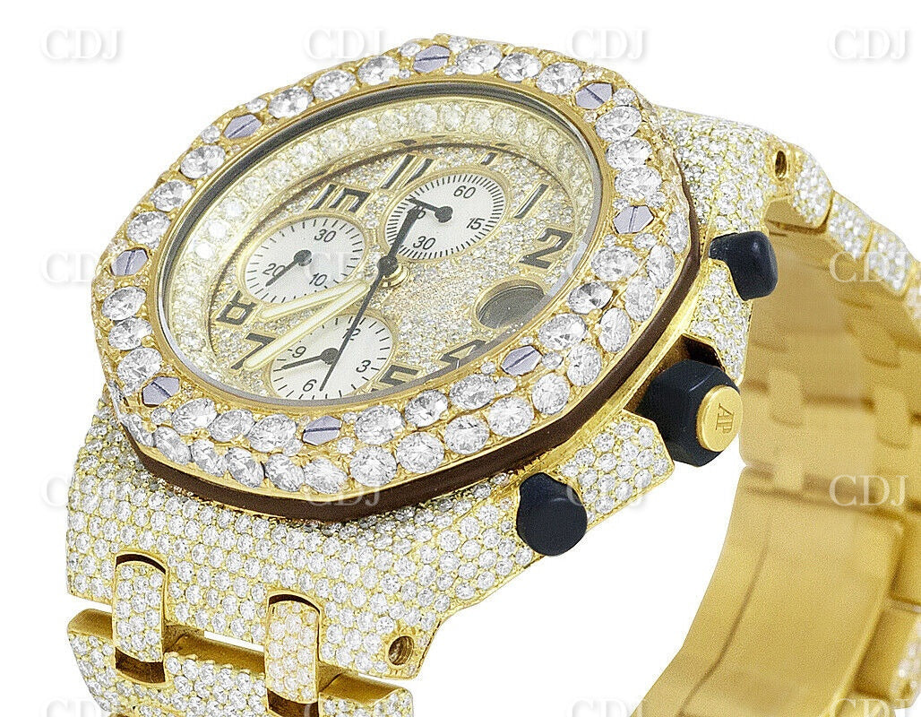 Real Diamond Watch For Men Yellow Gold Plated Stainless Steel Watch Hip Hop Watch Manufacturer and Supplier in India  customdiamjewel   