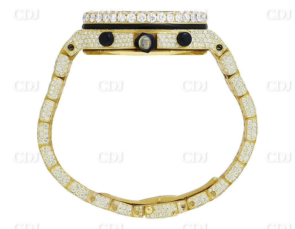 Real Diamond Watch For Men Yellow Gold Plated Stainless Steel Watch Hip Hop Watch Manufacturer and Supplier in India  customdiamjewel   