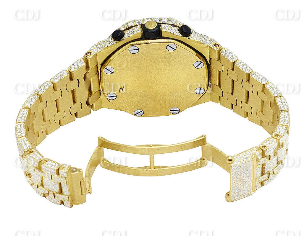 Real Diamond Watch For Men Yellow Gold Plated Stainless Steel Watch Hip Hop Watch Manufacturer and Supplier in India  customdiamjewel   