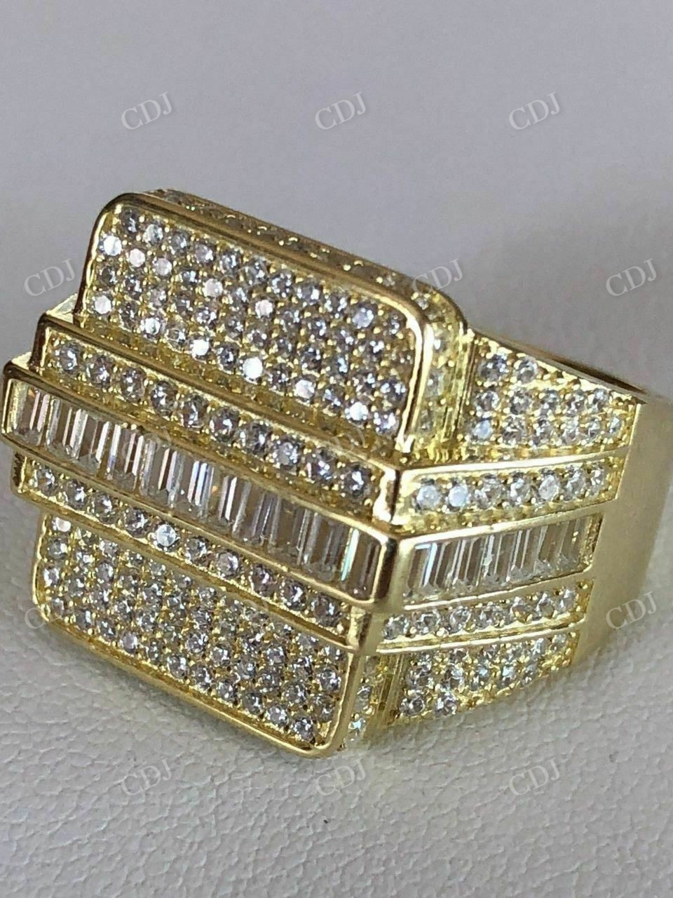 Round And Baguette Diamond Ring For Men  customdiamjewel   