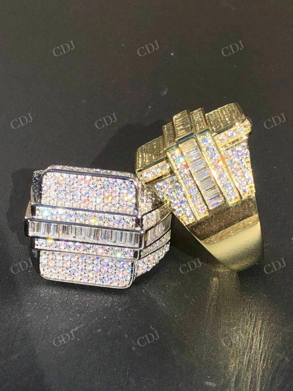 Round And Baguette Diamond Ring For Men  customdiamjewel   