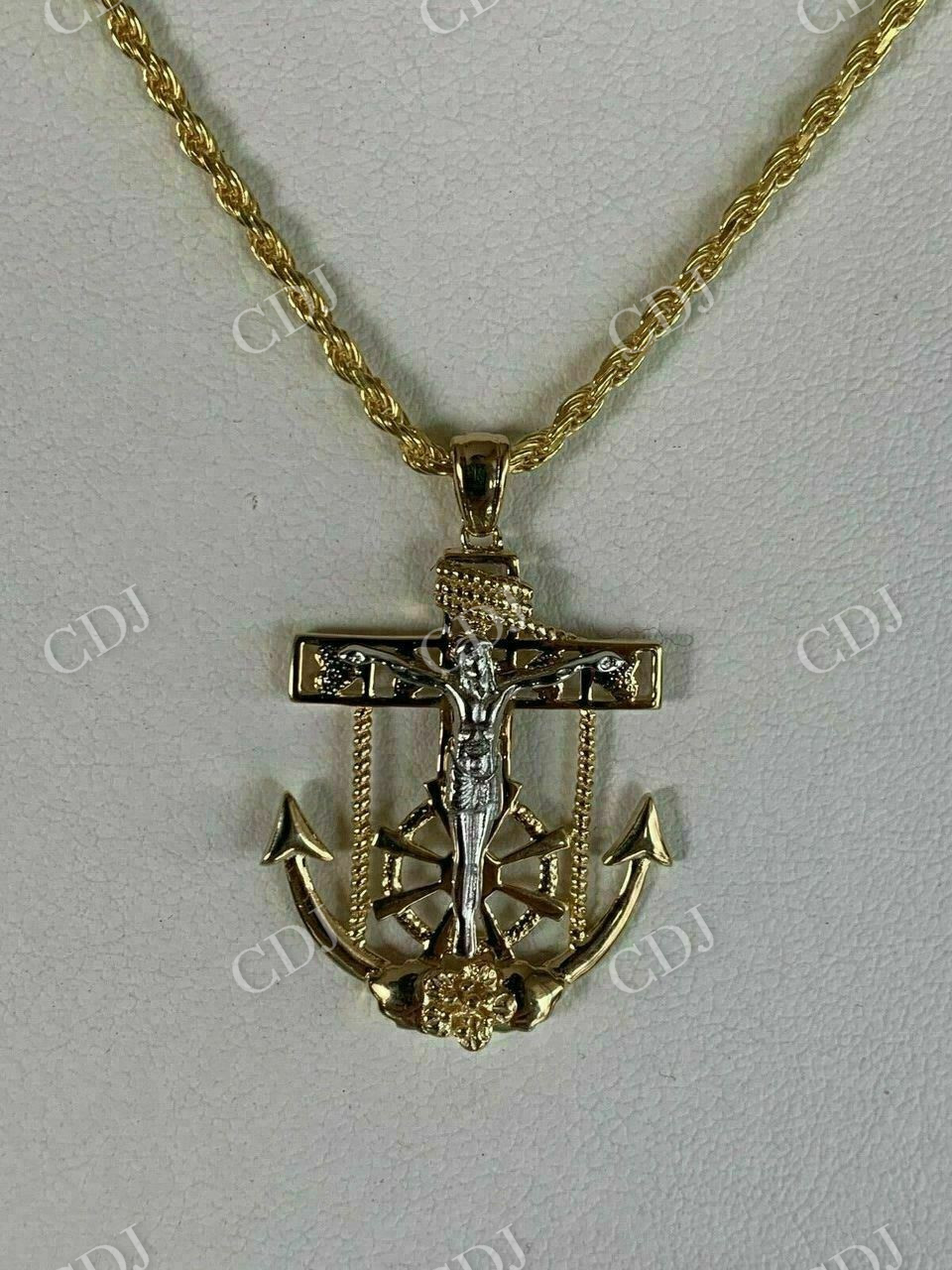 Jesus Crucifix & Anchor Piece & Rope Chain Pendant  customdiamjewel   