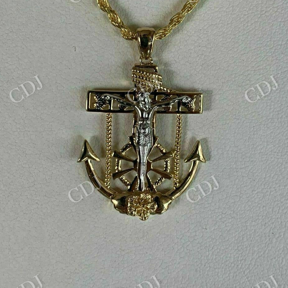 Jesus Crucifix & Anchor Piece & Rope Chain Pendant  customdiamjewel   